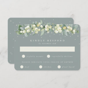Seafoam Green Snowberry+Eucalyptus Garland Wedding RSVP Card