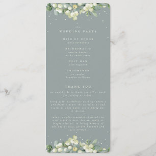 Seafoam Green Snowberry+Eucalyptus Stem Wedding Program