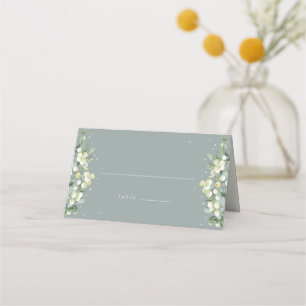 Seafoam Green Snowberry+Eucalyptus Wedding Place Card