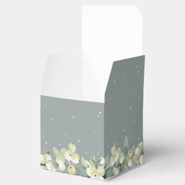 Seafoam Green Snowberry+Eucalyptus Winter Wedding Favour Box (Opened)