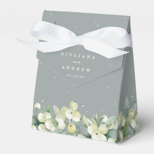 Seafoam Green Snowberry+Eucalyptus Winter Wedding Favour Box