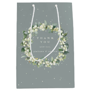 Seafoam Green Snowberry+Eucalyptus Winter Wedding Medium Gift Bag