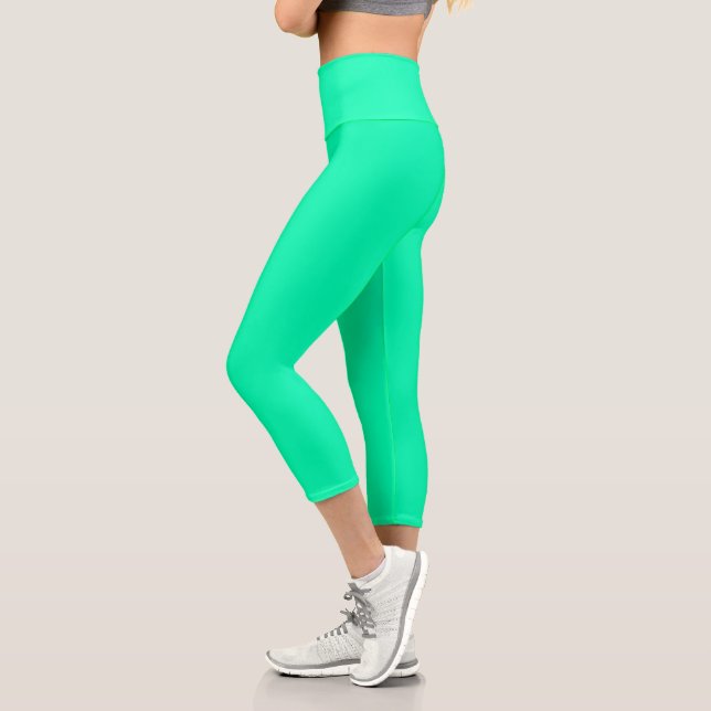 Seafoam Green Solid Colour | Classic | Elegant Capri Leggings (Left)