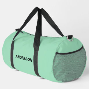 Seafoam Green Solid Colour Custom name Duffle Bag