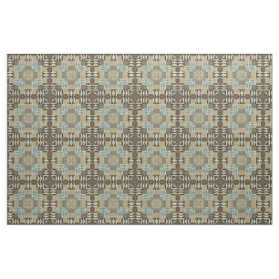 Seafoam Green Taupe Beige Dark Brown Ethnic Look Fabric