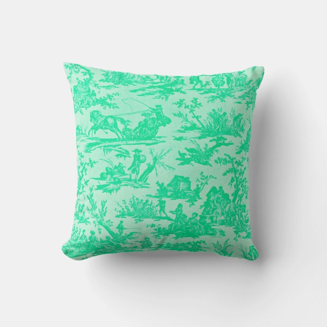 Seafoam Green Toile Cushion (Front)