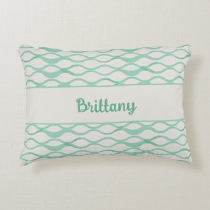 Seafoam Green Waves Personalized Coastal Decor Decorative Cushion