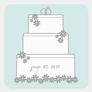 Seafoam Green Wedding Cake Favour Stickers