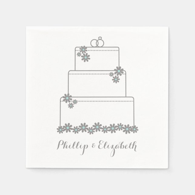 Seafoam Green Wedding Cake Napkins (Front)