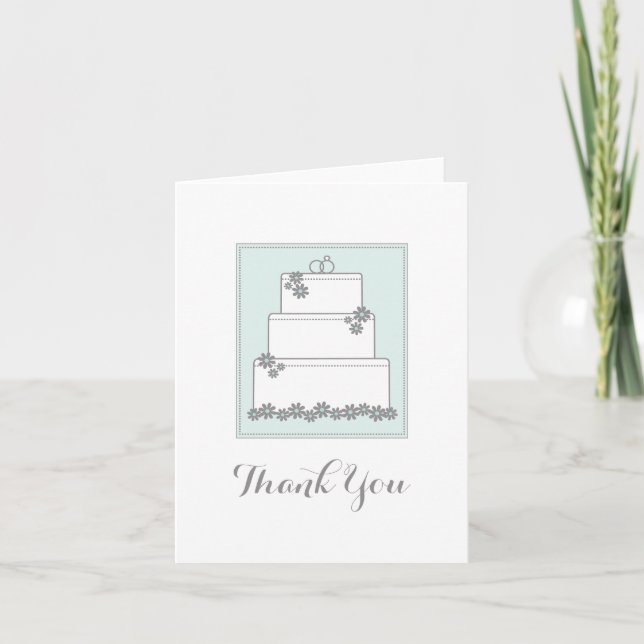Seafoam Green Wedding Cake Thank You Notecard (Front)
