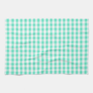 Seafoam Green & White Gingham Pattern Tea Towel