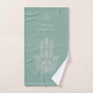 Seafoam Green Yoga Studio Hamsa Customisable Hand Towel