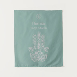 Seafoam Green Yoga Studio Hamsa Customisable Tapestry
