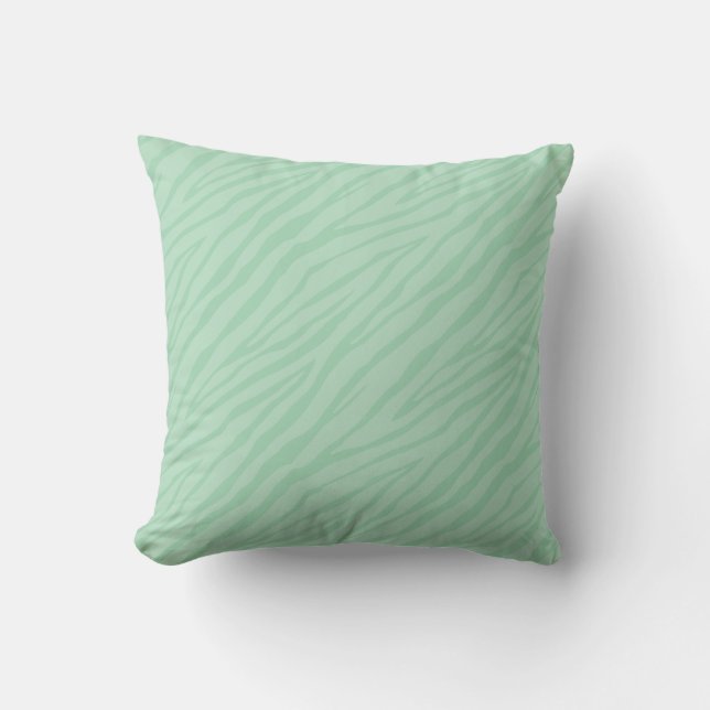 Seafoam Green Zebra Print Cushion (Front)