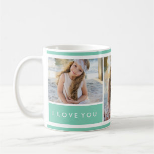 Seafoam I love You Photo Collage Mug