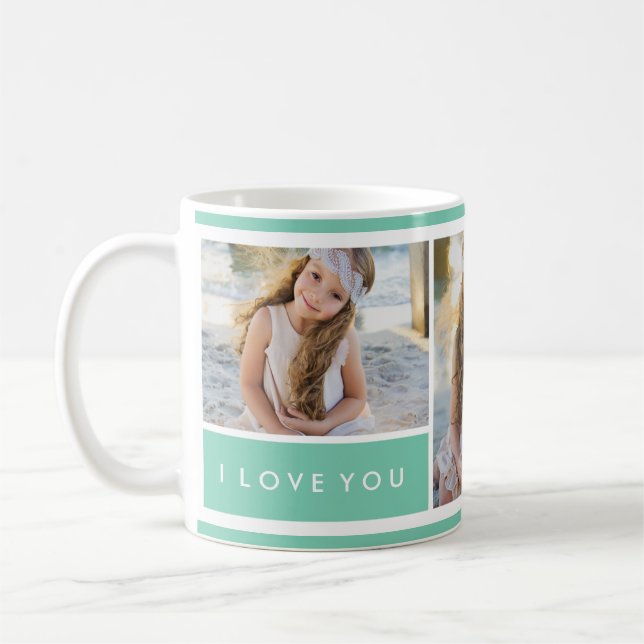 Seafoam I love You Photo Collage | Mug (Left)