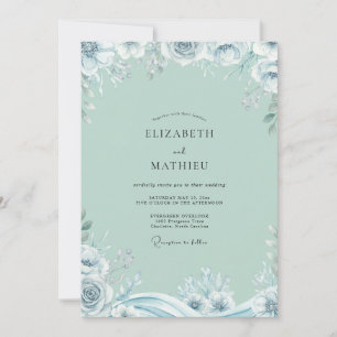 Seafoam Ice Rose Wedding Invitation