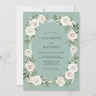Seafoam Ivory Foliage Eucalyptus Wedding Invitation