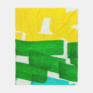 Seafoam Lilac Boho Hand Drawn Stroke. Fuchsia Hot  Fleece Blanket