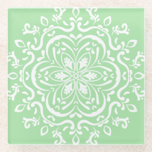 Seafoam Mandala Glass Coaster