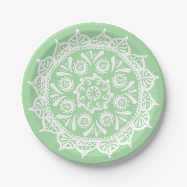 Seafoam Mandala Paper Plate (Front)