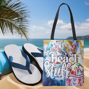 Seafoam marble personalised beach stuff tote bag