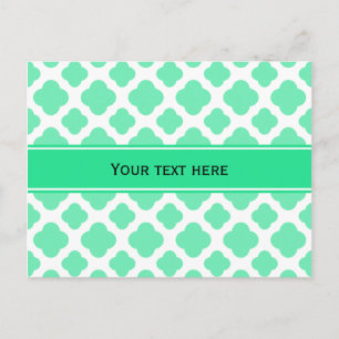 Seafoam Mint Green Quatrefoil Pattern Postcard