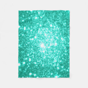 Seafoam Mint Green Stars Fleece Blanket