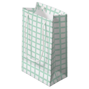 seafoam mint green white squared grid pattern gift small gift bag