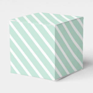 Seafoam mint green White Stripes oblique pattern Favour Box