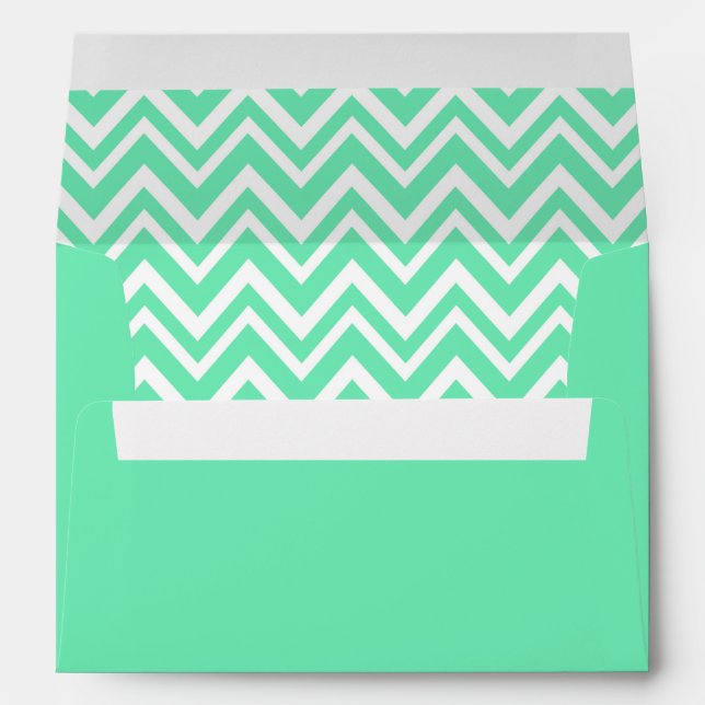 Seafoam Mint Green Zigzgag Pattern Envelope (Back (Bottom))