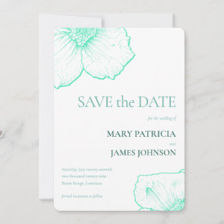 Seafoam Modern Minimalist Botanical Wedding 🌿 🌸 Save The Date