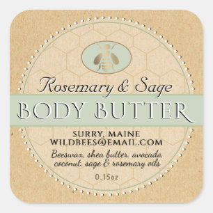 Seafoam on Kraft Beeswax Body Butter Square Sticker