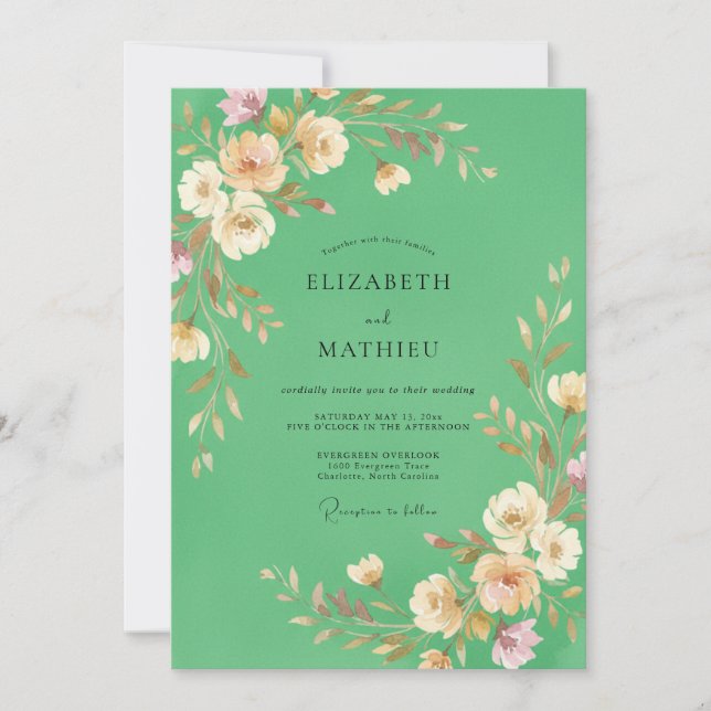 Seafoam Painted Vine Wedding Invitation (Front)