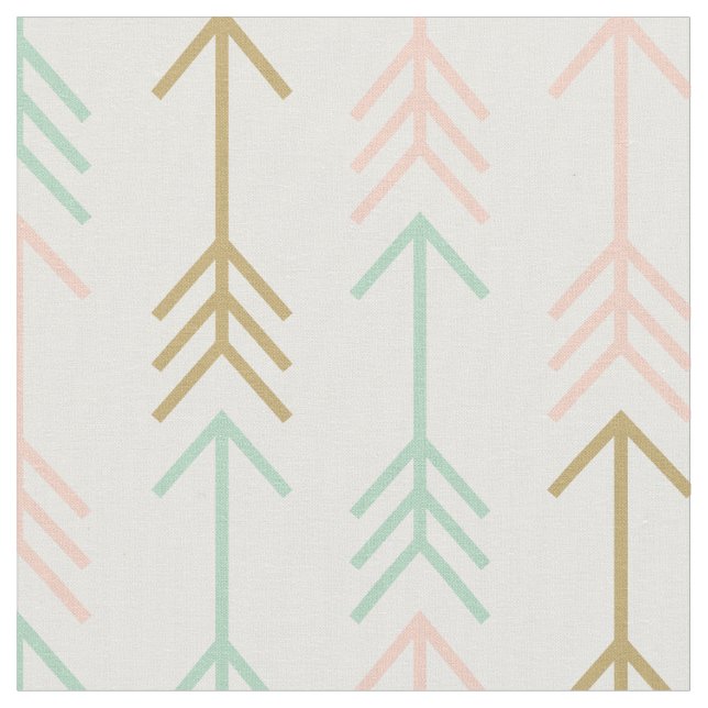 Seafoam Peach and Gold Arrows Fabric (Close Up)
