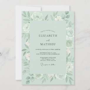 Seafoam Peony Wedding Invitation