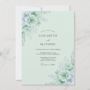 Seafoam Periwinkle Petal Wedding Invitation