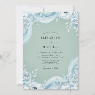 Seafoam Powder Bloom Wedding Invitation