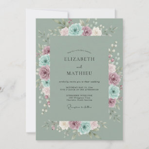 Seafoam Rose Wedding Invitation