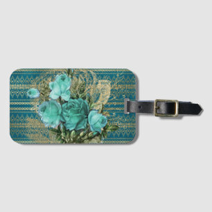 Seafoam Roses Bouquet Luggage Tag