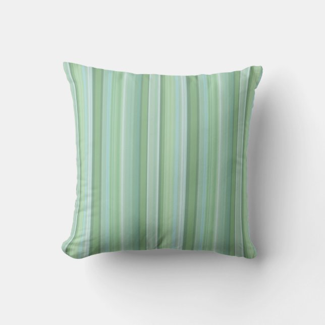 Seafoam, Sage, & Baby Blue Striped Pattern Cushion (Front)