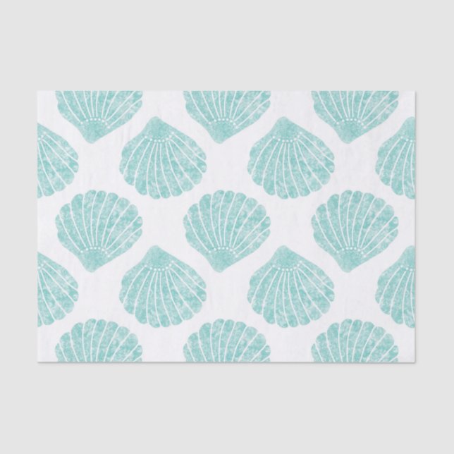 Seafoam Seashell Pattern Tissue Paper (Front)
