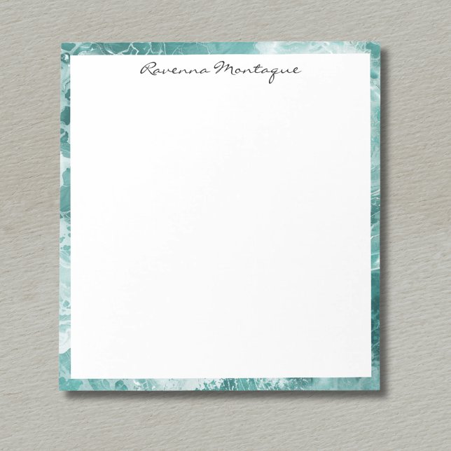 Seafoam Silver Border Elegant Custom Script Name Notepad (Creator Uploaded)