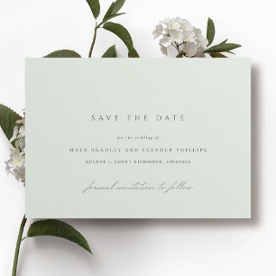 Seafoam   Simple Elegant Light Green Wedding Save The Date