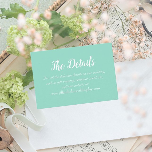 Seafoam Simple Style Wedding Details Enclosure Card (In Situ Wedding)