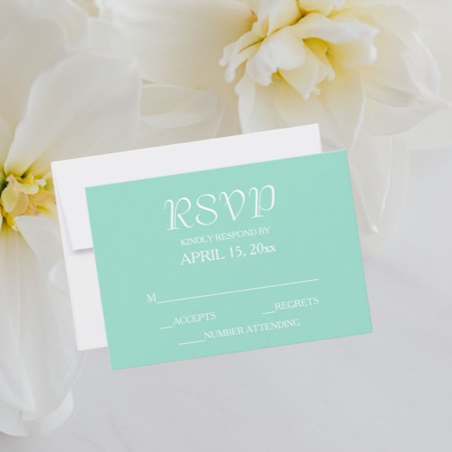 Seafoam Simple Style Wedding RSVP Card (In Situ Wedding)