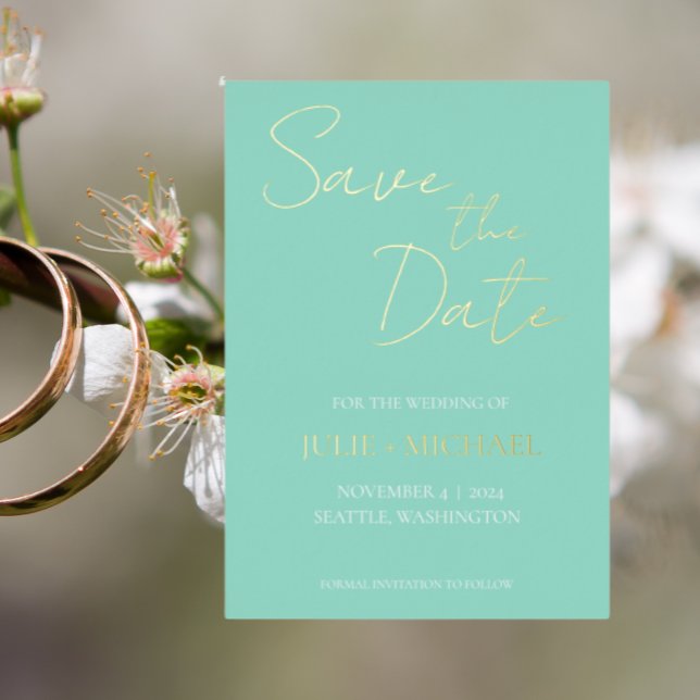 Seafoam Simple Style Wedding Save the Date (In Situ Wedding)