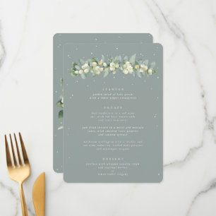 Seafoam Snowberry+Eucalyptus 3 Course Wedding Menu