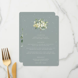Seafoam Snowberry+Eucalyptus 3 Course Wedding Menu