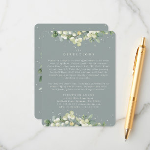 Seafoam Snowberry+Eucalyptus Edged Directions Enclosure Card